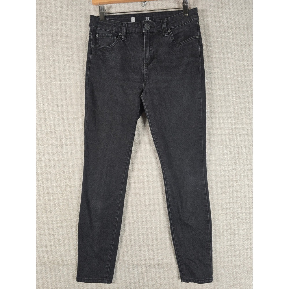 Kut from the Kloth Mia High Rise Ankle Toothpick Skinny Jeans Faded Black Size 4